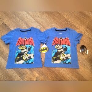 Dc Comics Batman Twins Matching Toddler Boys Graphic Blue Shirts Size 2T